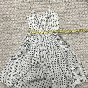 Elegant Black and White Polka Dot Midi Dress